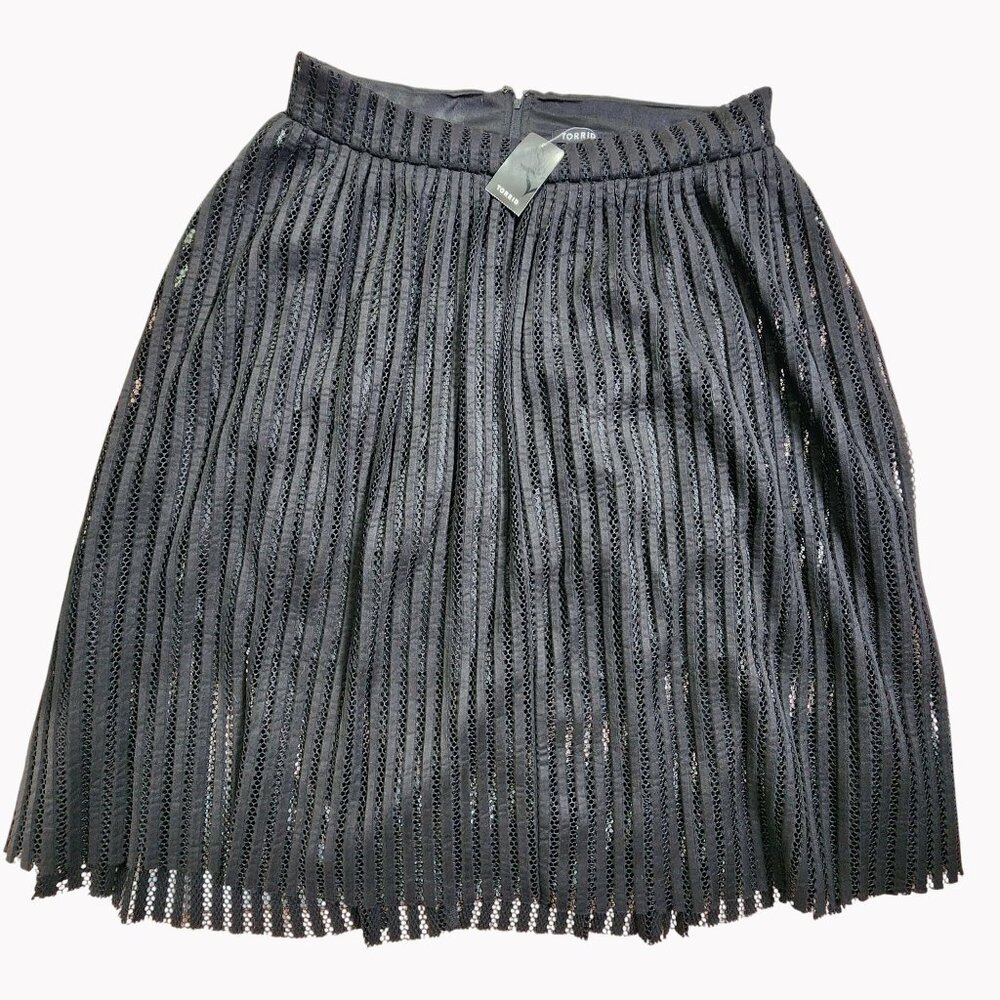 Torrid Womens Size 16 Black Mesh Stripe Alpine Midi Skirt New With Tags